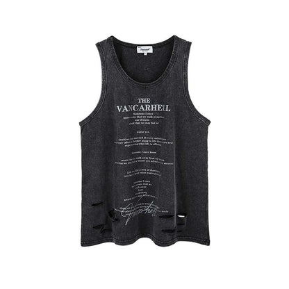 American Retro Distressed Sleeveless T-shirt Men's Outer Vest