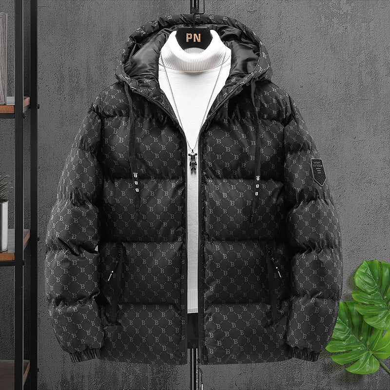 Casual Printed Padded Hooded Cotton Coat