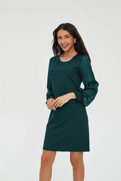 European And American Long-sleeve Round-collar Dress