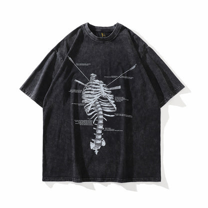 Bones Printed Loose T-shirt Men