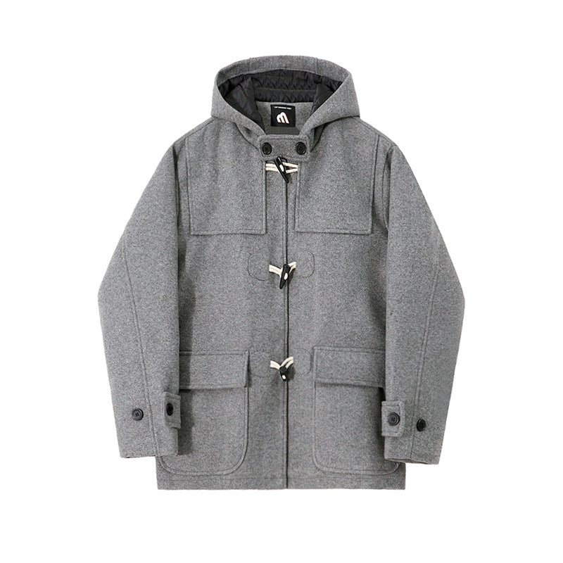 Warm-keeping Cotton Clothing Korean Loose Horn Button Short Woolen Overcoat