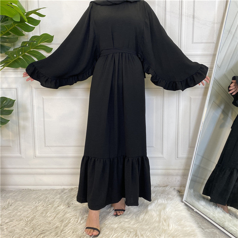 Fashionable Women's Solid Color Patchwork Muslim Dress