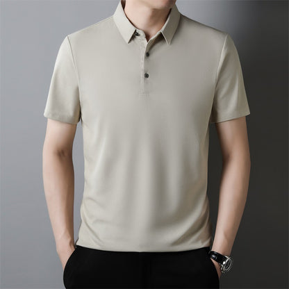 Summer Men's Solid Color Waffle Short-sleeved T-shirt