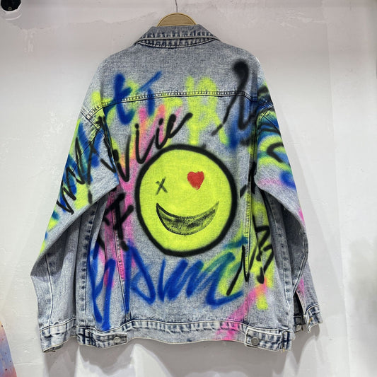 Female Hip Hop Style Graffiti Letter Denim Coat Jacket