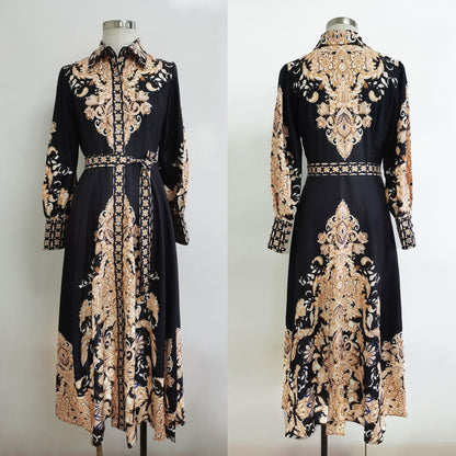 Muslim Women's Wear Arabic Print Swing Dress