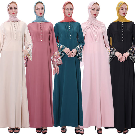 Retro slim Muslim women's dress summer