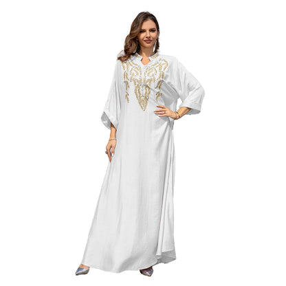 Muslim Women Embroidered Robe Dress