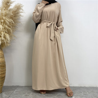 Women's Lace Up Pocket Muslim Dress