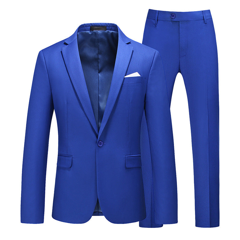 Multi-Color Two-piece Suit Men's Solid Color Slim Fit