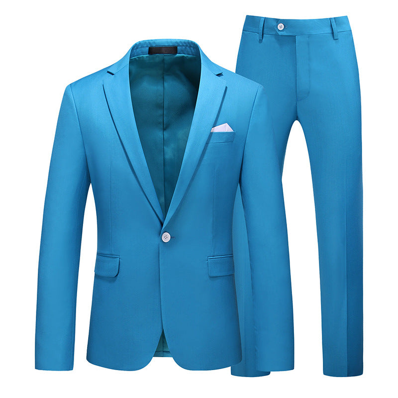 Multi-Color Two-piece Suit Men's Solid Color Slim Fit