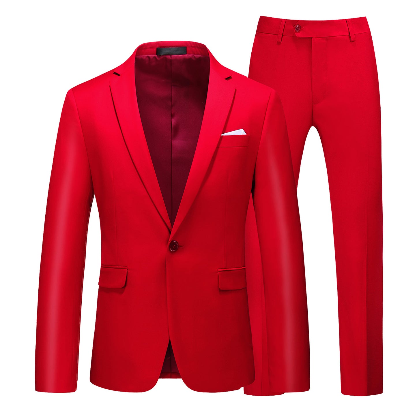 Multi-Color Two-piece Suit Men's Solid Color Slim Fit