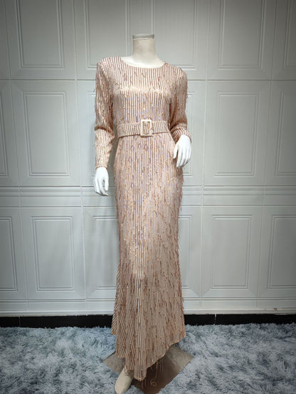 Sequin Tassels Slim-fit Dress Muslim Dress