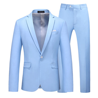 Multi-Color Two-piece Suit Men's Solid Color Slim Fit