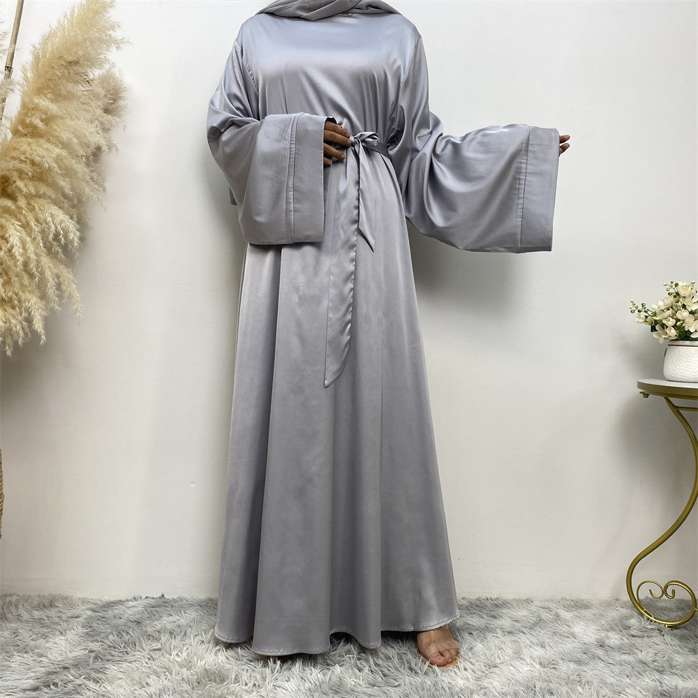 Women's Lace Up Satin Muslim Dress