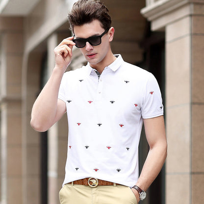 Embroidered lapel T-shirt