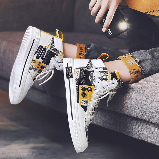 Men's Korean Trend High Top Canvas Shoes