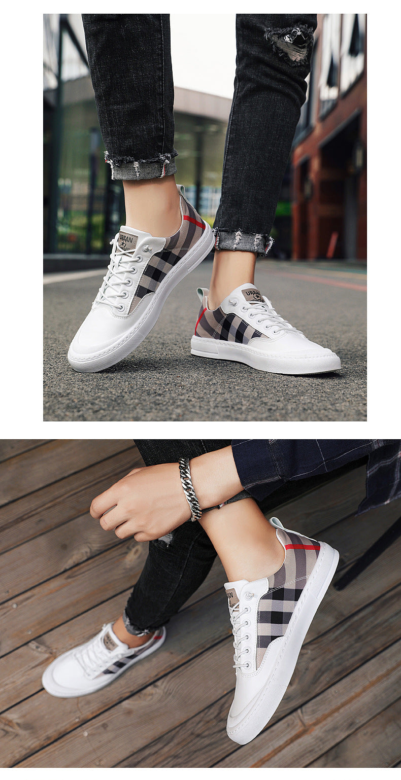 Fashion All-Match Canvas Shoes Korean Trend Plaid Shoes Men's Outdoor Street Shooting Casual Shoes