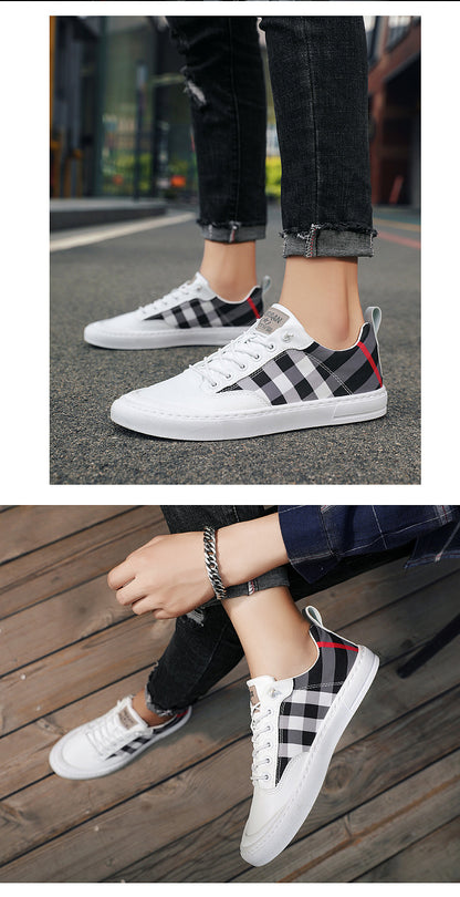 Fashion All-Match Canvas Shoes Korean Trend Plaid Shoes Men's Outdoor Street Shooting Casual Shoes