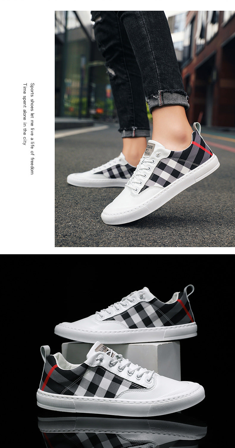 Fashion All-Match Canvas Shoes Korean Trend Plaid Shoes Men's Outdoor Street Shooting Casual Shoes