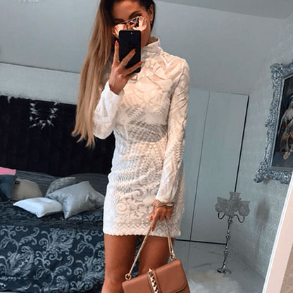 Sexy Round Neck Sequin Sequin Long Sleeve Party Party Dress