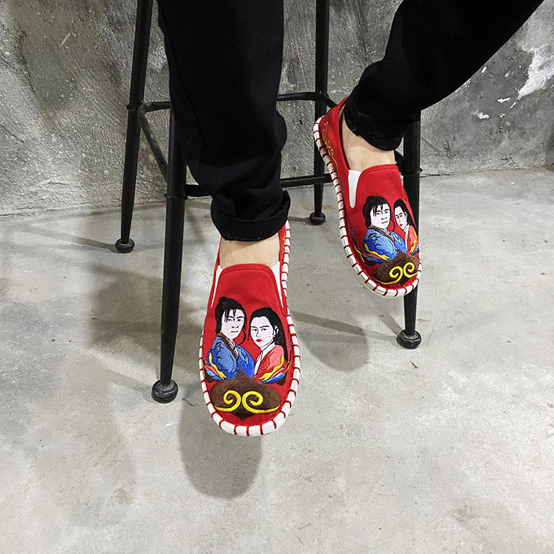 Korean Style Embroidery Old Beijing Cloth Shoes