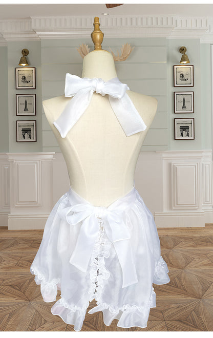 Glass Gauze Skirt Overalls Lolita Heart-Shaped Apron Soft Girl Transparent Fluffy Gauze Skirt Net Yarn