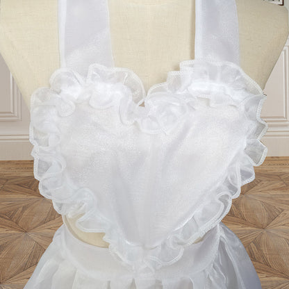 Glass Gauze Skirt Overalls Lolita Heart-Shaped Apron Soft Girl Transparent Fluffy Gauze Skirt Net Yarn