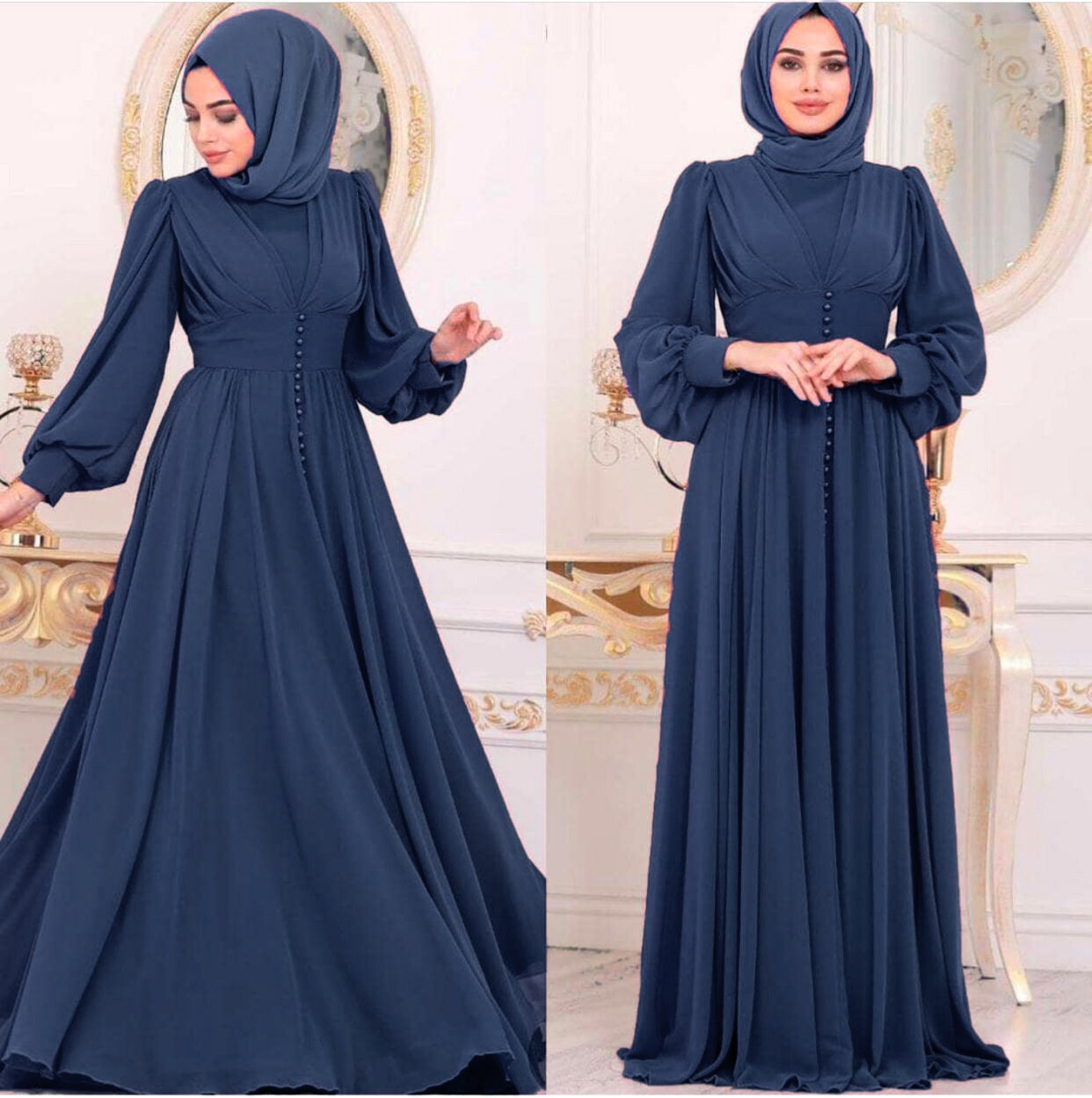 Muslim Women's Clothing Long Sleeve Chiffon Dress