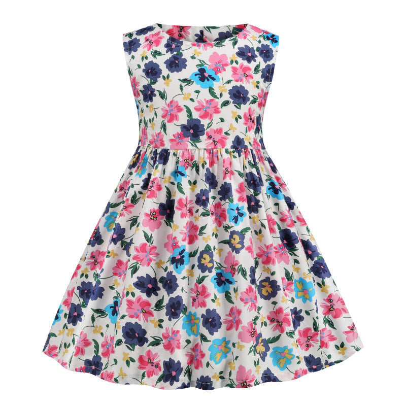 Letter Print Girls Dress Vest Skirt Princess Dress