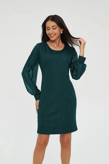 European And American Long-sleeve Round-collar Dress