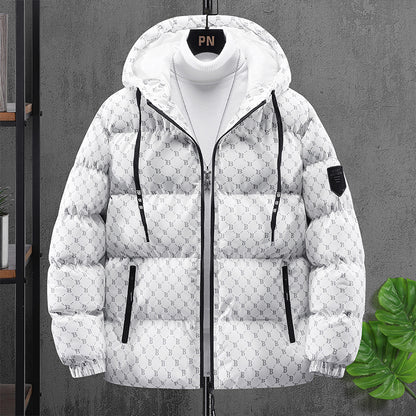 Casual Printed Padded Hooded Cotton Coat