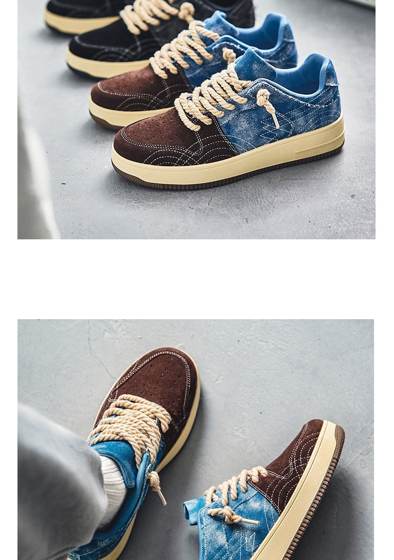 Leisure Denim Board Shoes Men Lace-up Flats Skateboard