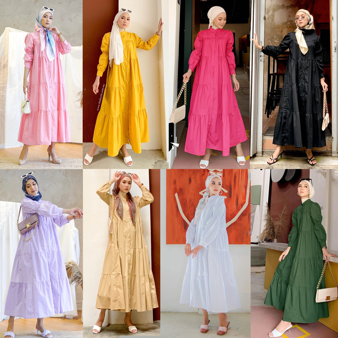 Malay Indonesian Cotton Muslim Patchwork Dress