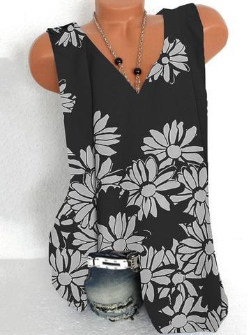 V-neck T-shirt loose casual T-shirt sleeveless vest