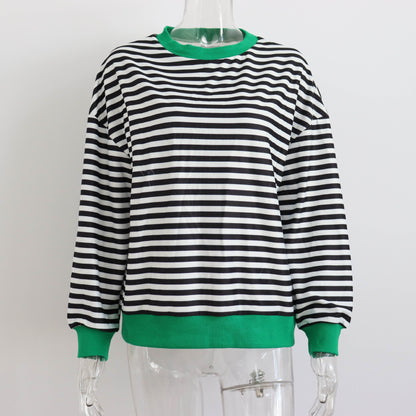 Women's Simple Striped Long-sleeved T-shirt