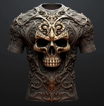 Men's 3D Skull Pattern European Hip Hop Trendy 3D Printed T-shirt