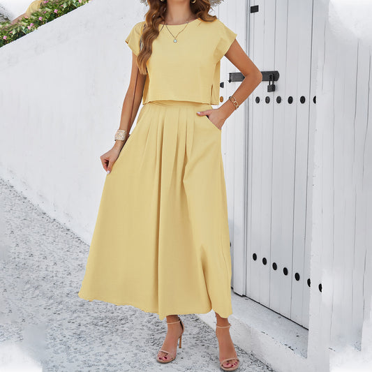 Women's Minimalist Casual Sleeveless Top And Long Skirt Set