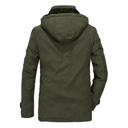 Hooded Fleece-lined Men's Plus Size Cotton-padded Coat