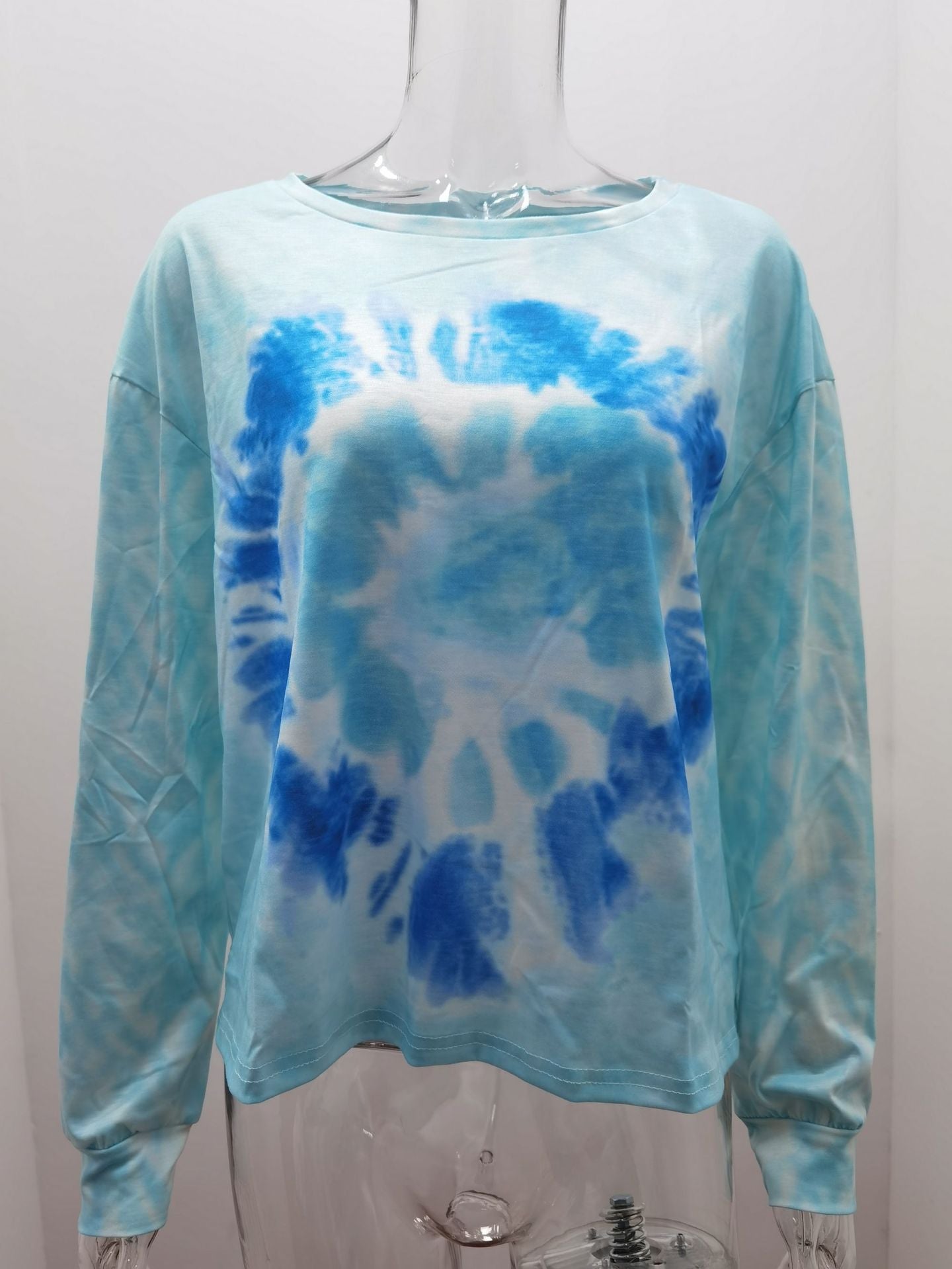 Tie-dyed Printed Round Neck Long Sleeve Sweater