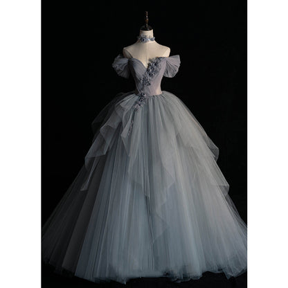 Female Texture Host Gift Tulle Tutu French Banquet Princess Dress