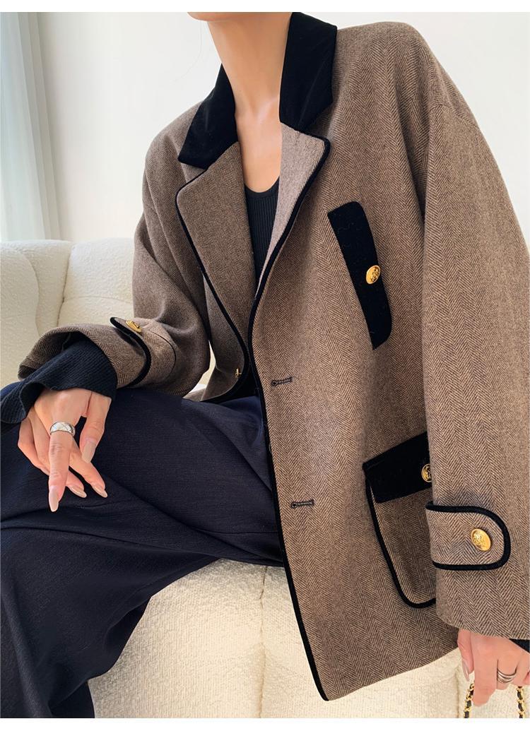 Women's Fashion Wool Velvet Woolen Coat