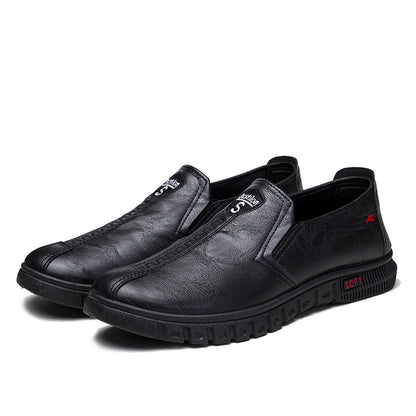 Black Chef Non-slip Waterproof Work Shoes Soft Bottom And Wear Resistance Casual Leather Shoes Men