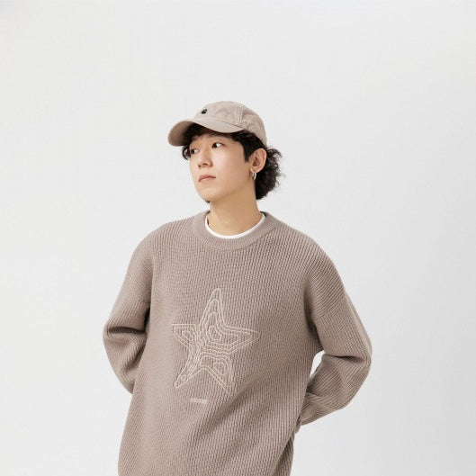 Retro Crew Neck Five-star Sweater Men's And Women's Knitted