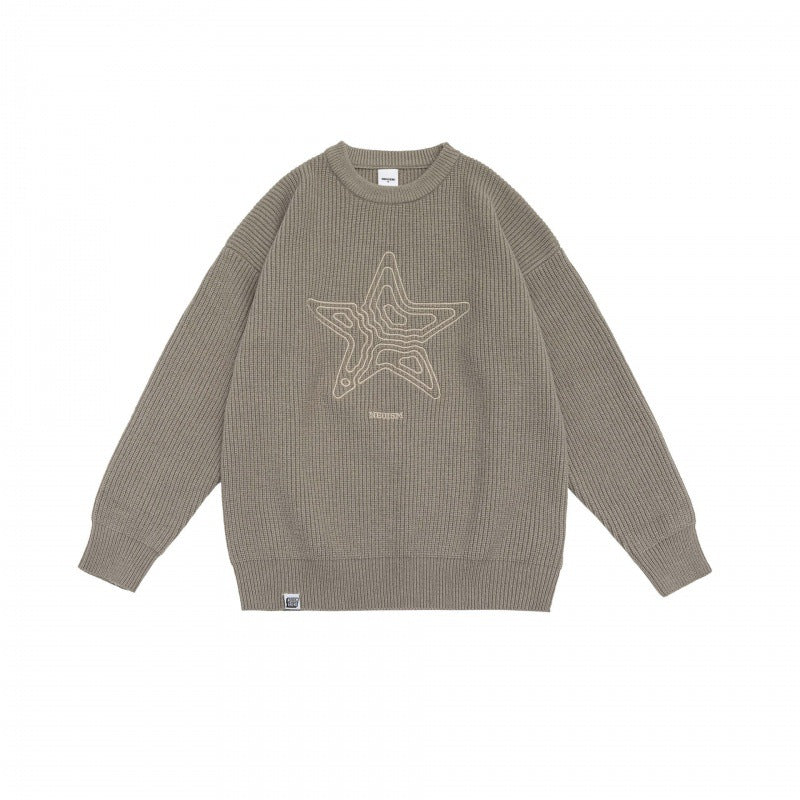 Retro Crew Neck Five-star Sweater Men's And Women's Knitted