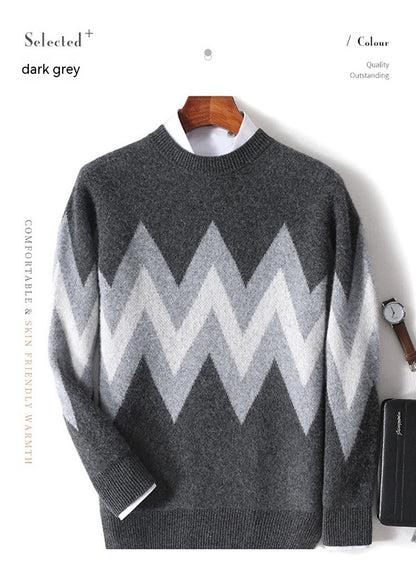 Men's Round Neck Thickened Pullover Wool Sweater