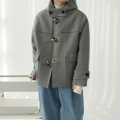 Warm-keeping Cotton Clothing Korean Loose Horn Button Short Woolen Overcoat