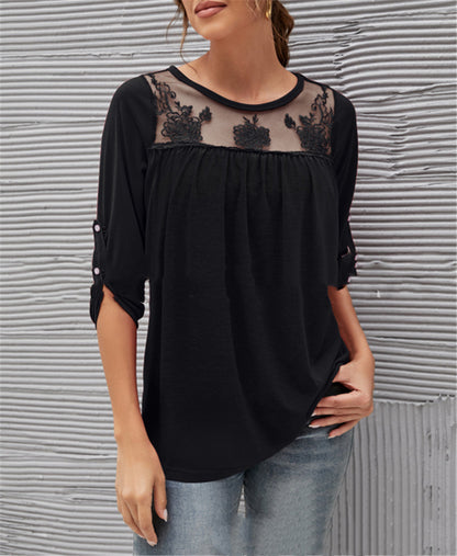 Long sleeve lace pleated womens clothing