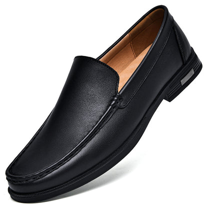 British Casual White Shoes Business Formal Wear Slip-on Hollowed-out Breathable Leather Shoes