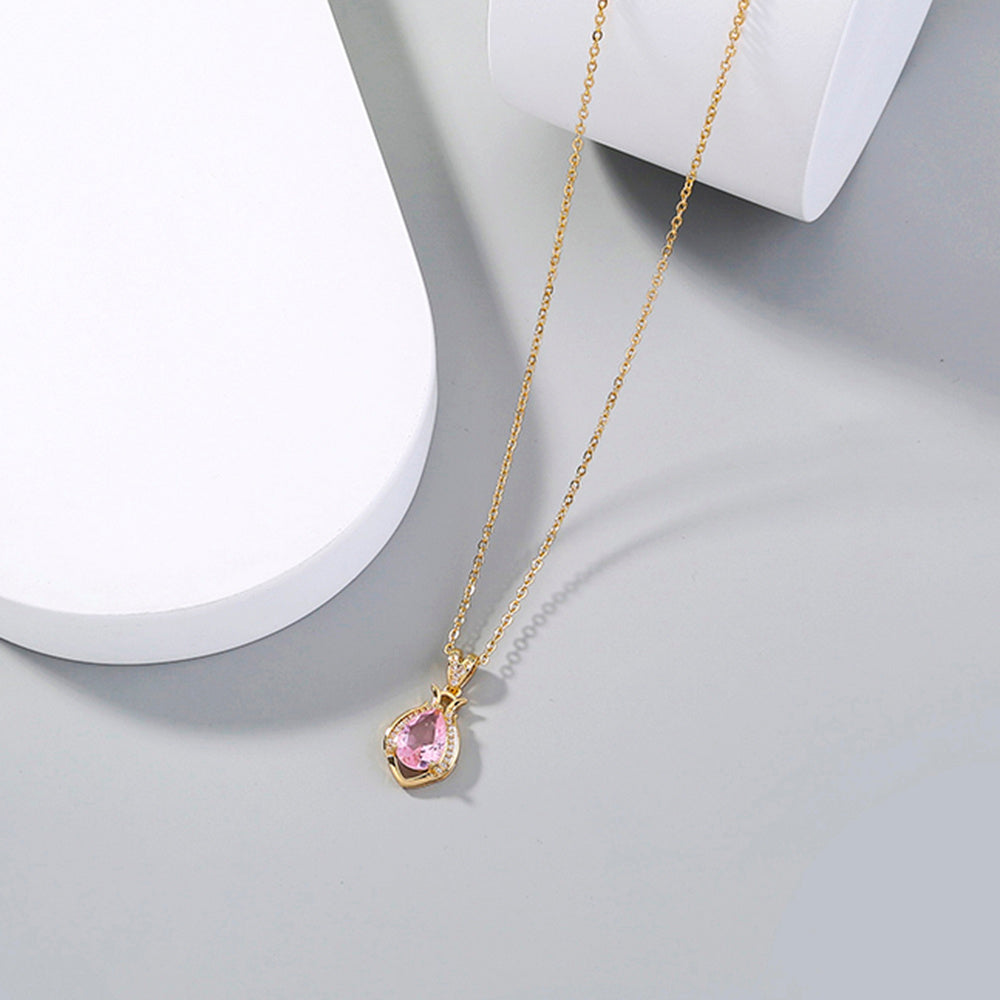 European and American necklace jewelry Light luxury simple style niche perfume bottle water drop transparent crystal zircon necklace accessories