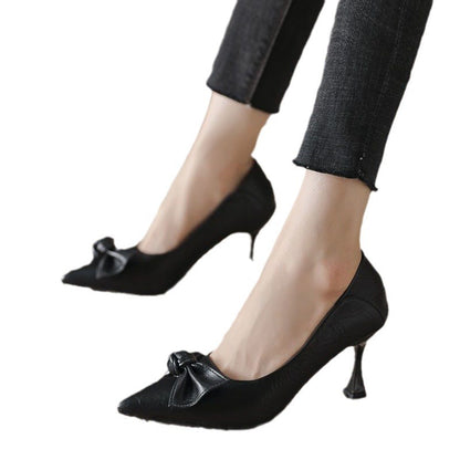 Pointed Temperament Black Soft Leather Shoes